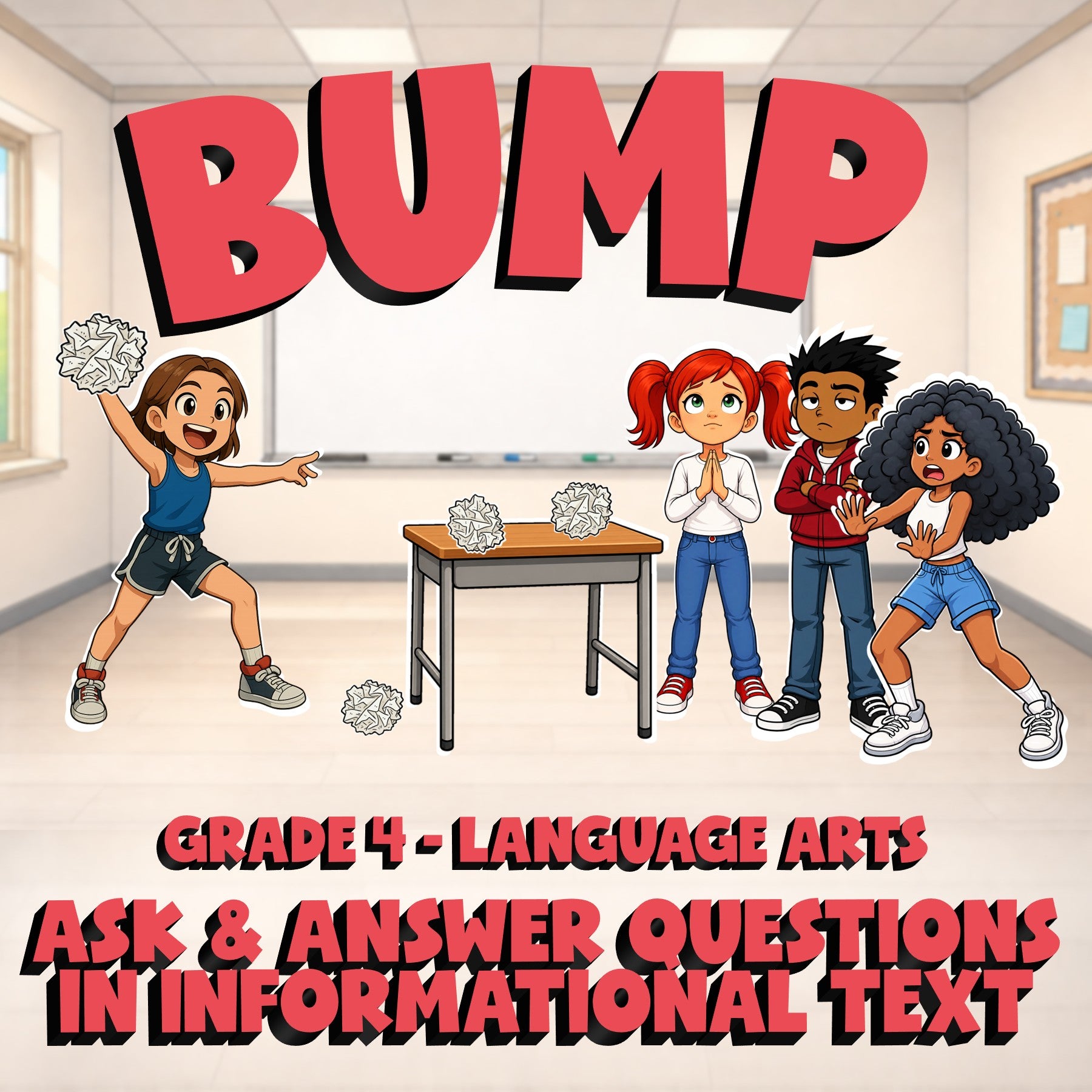 Ask & Answer Questions in Informational Text BUMP ELA Game - No Prep Grade 4