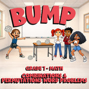 Combinations & Permutations Word Problems BUMP Math Game - No Prep Grade 7
