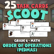 Order of Operations (PEDMAS) SCOOT TASK CARDS Math Game - No Prep Grade 6 Review