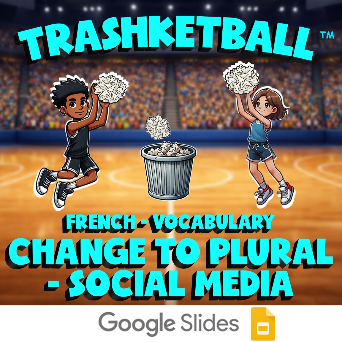 Change to Plural - Social Media TRASHKETBALL French Game - No Prep Exercise