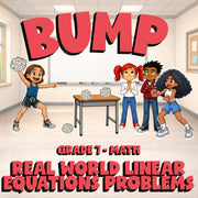 Real World Linear Equations Problems BUMP Math Game - No Prep Grade 7 Review