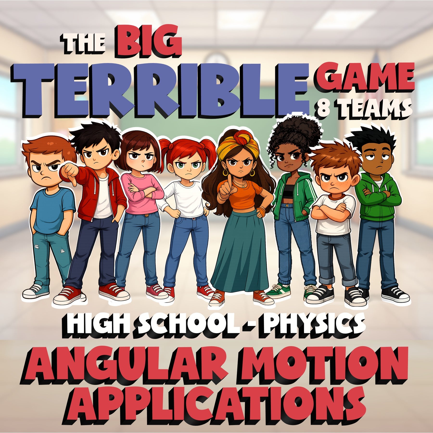 Angular Motion Applications BIG TERRIBLE GAME - No Prep Physics Science Review