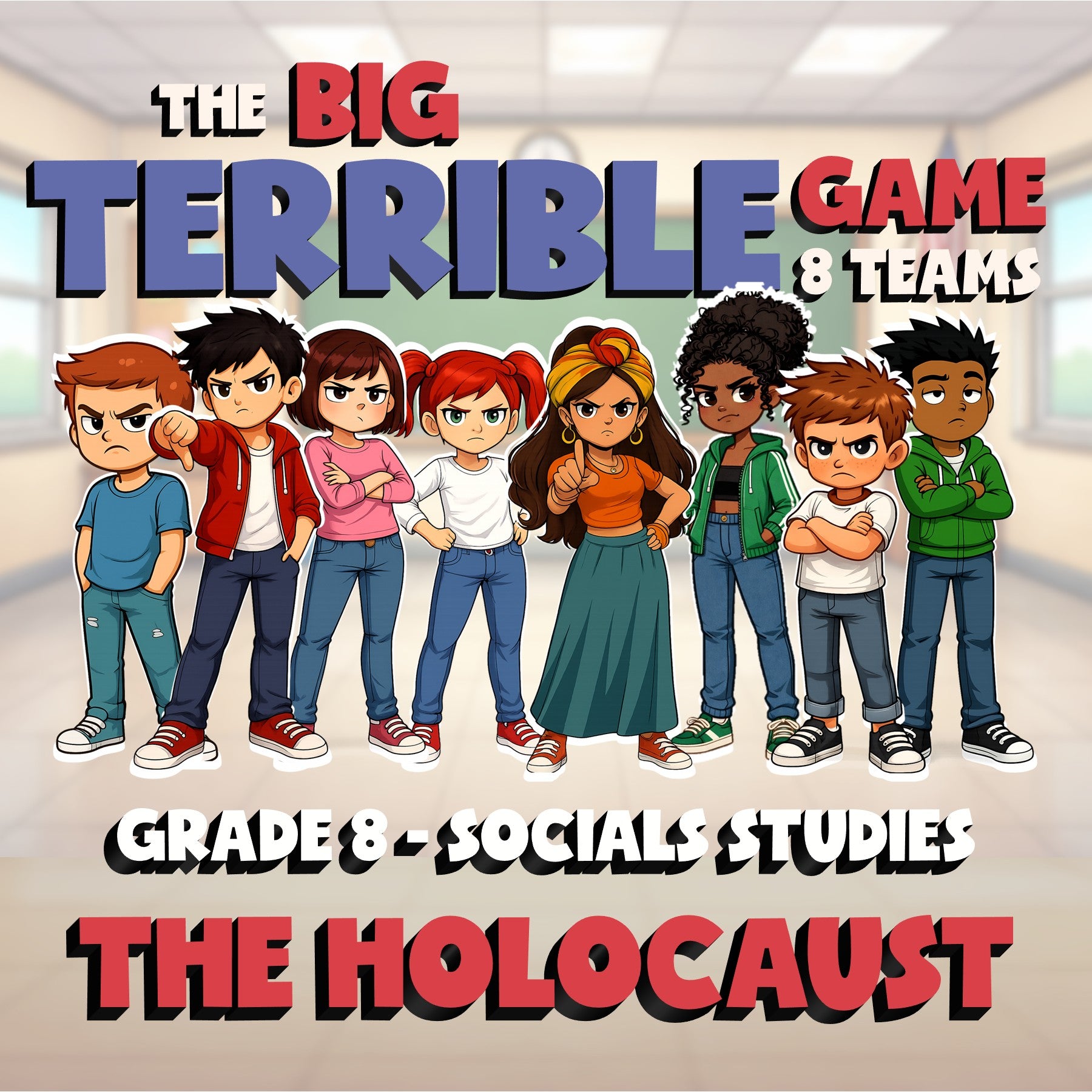 The Holocaust BIG TERRIBLE GAME - No Prep Grade 8 Socials Review Activity
