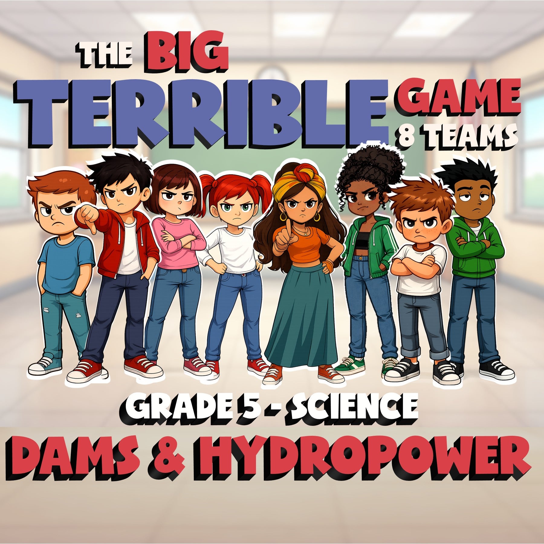 Dams & Hydropower BIG TERRIBLE GAME - No Prep Grade 5 Science Review Activity
