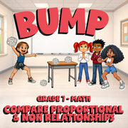 Compare Proportional & Non Relationships BUMP Math Game - No Prep Grade 7 Review