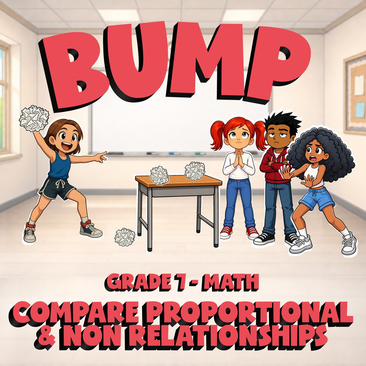 Compare Proportional & Non Relationships BUMP Math Game - No Prep Grade 7 Review
