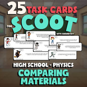 Comparing Materials SCOOT TASK CARDS Science Game - No Prep Physics Review