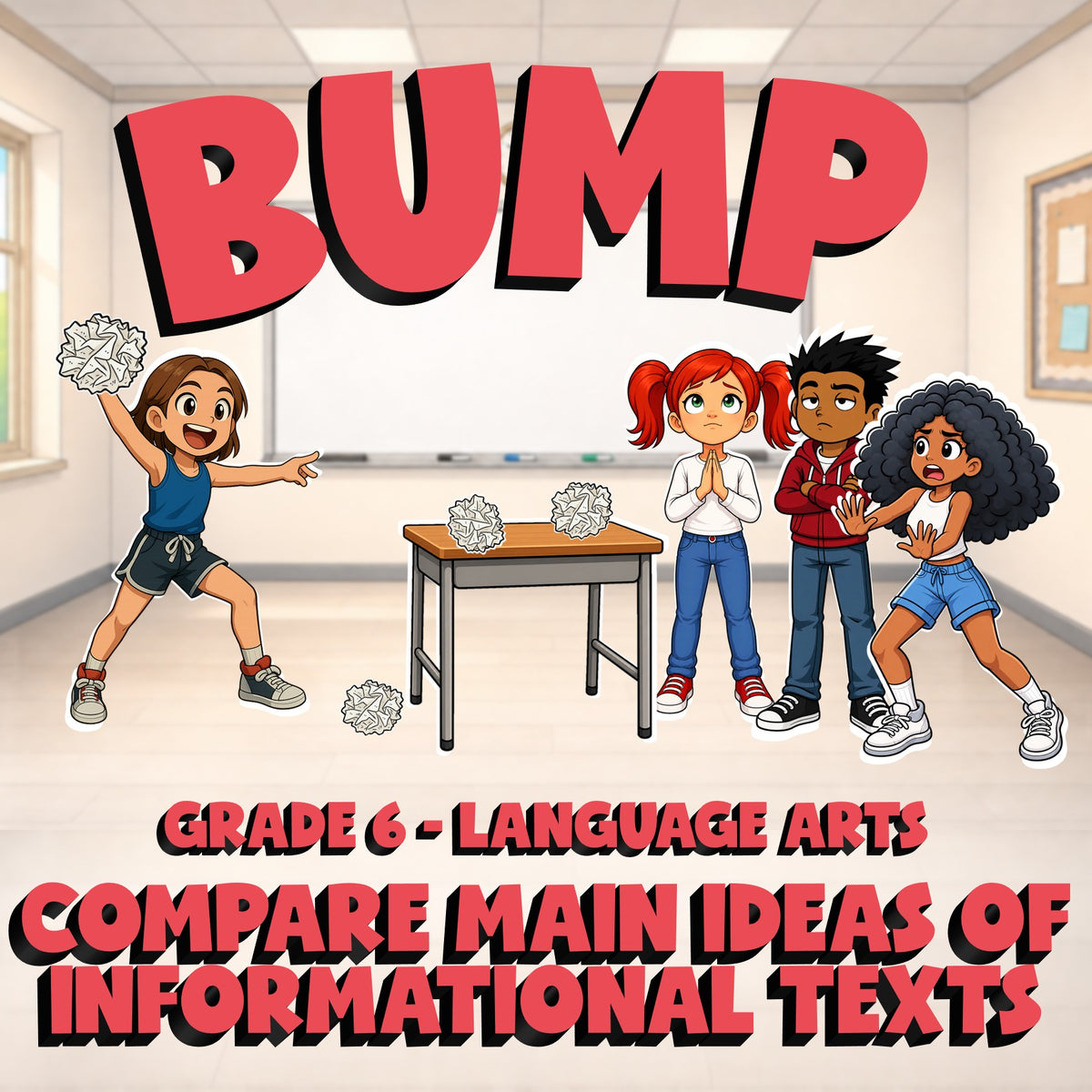 Compare Main Ideas of Informational Texts BUMP ELA Game - No Prep Grade 6 Review