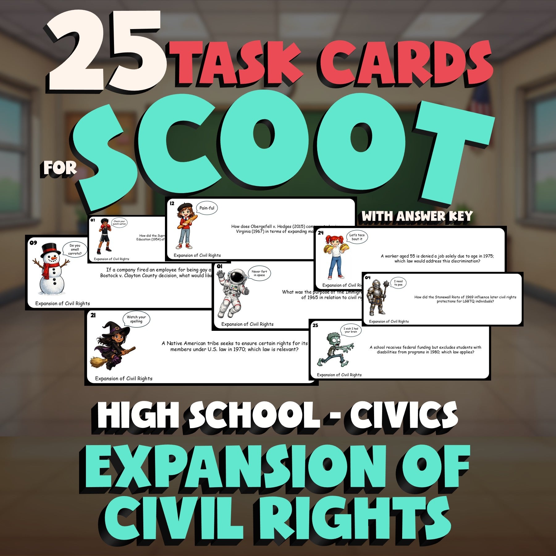 Expansion of Civil Rights SCOOT TASK CARDS Civics Game - No Prep Review Activity