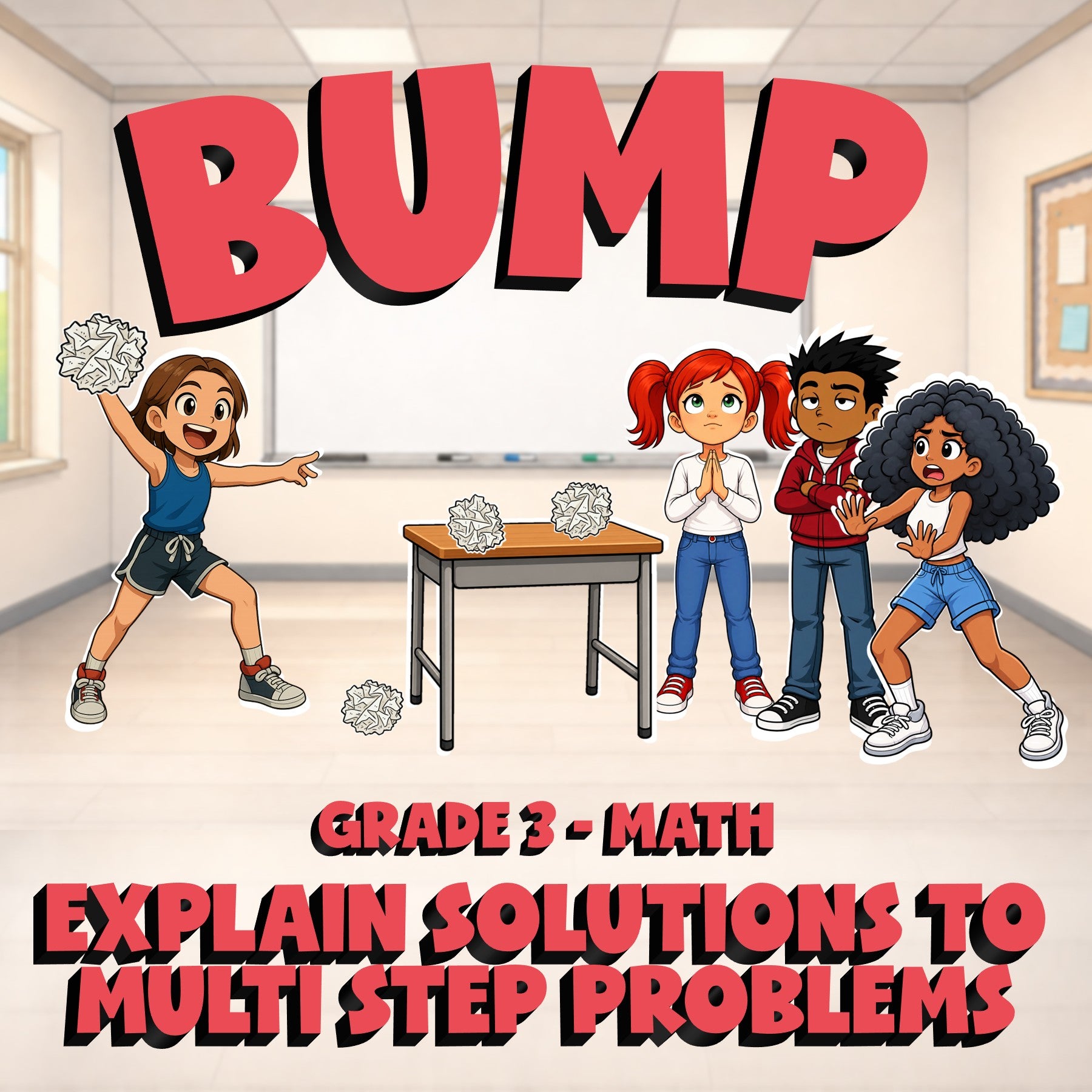 Explain Solutions to Multi Step Problems BUMP Math Game - No Prep Grade 3 Review