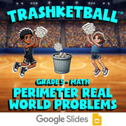 Perimeter Real World Problems TRASHKETBALL Math Game - No Prep Grade 5 Review