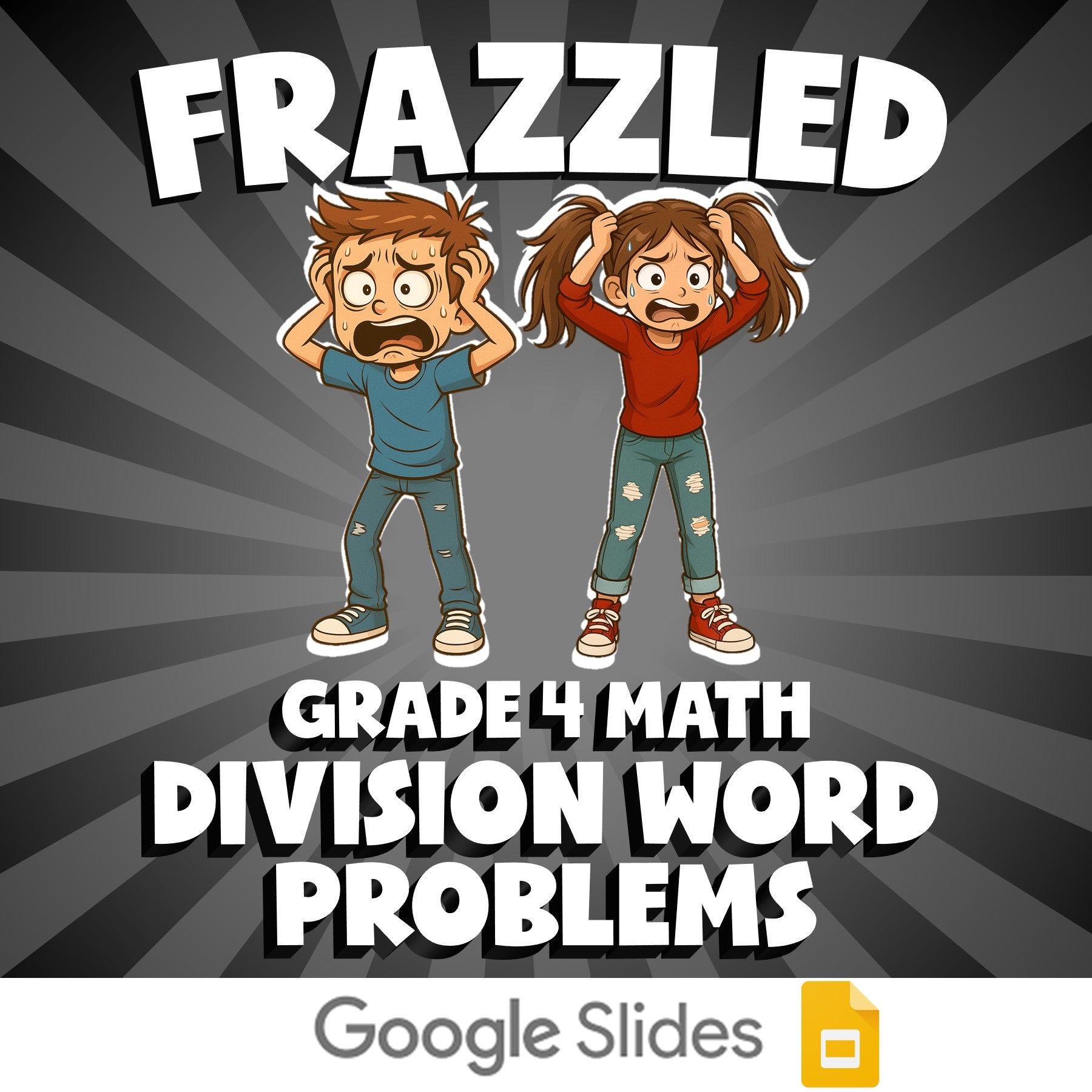 Division Word Problems FRAZZLED Math Game - No Prep Grade 4 Review Activity