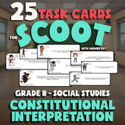 Constitutional Interpretation SCOOT TASK CARDS Socials Game - No Prep Grade 8