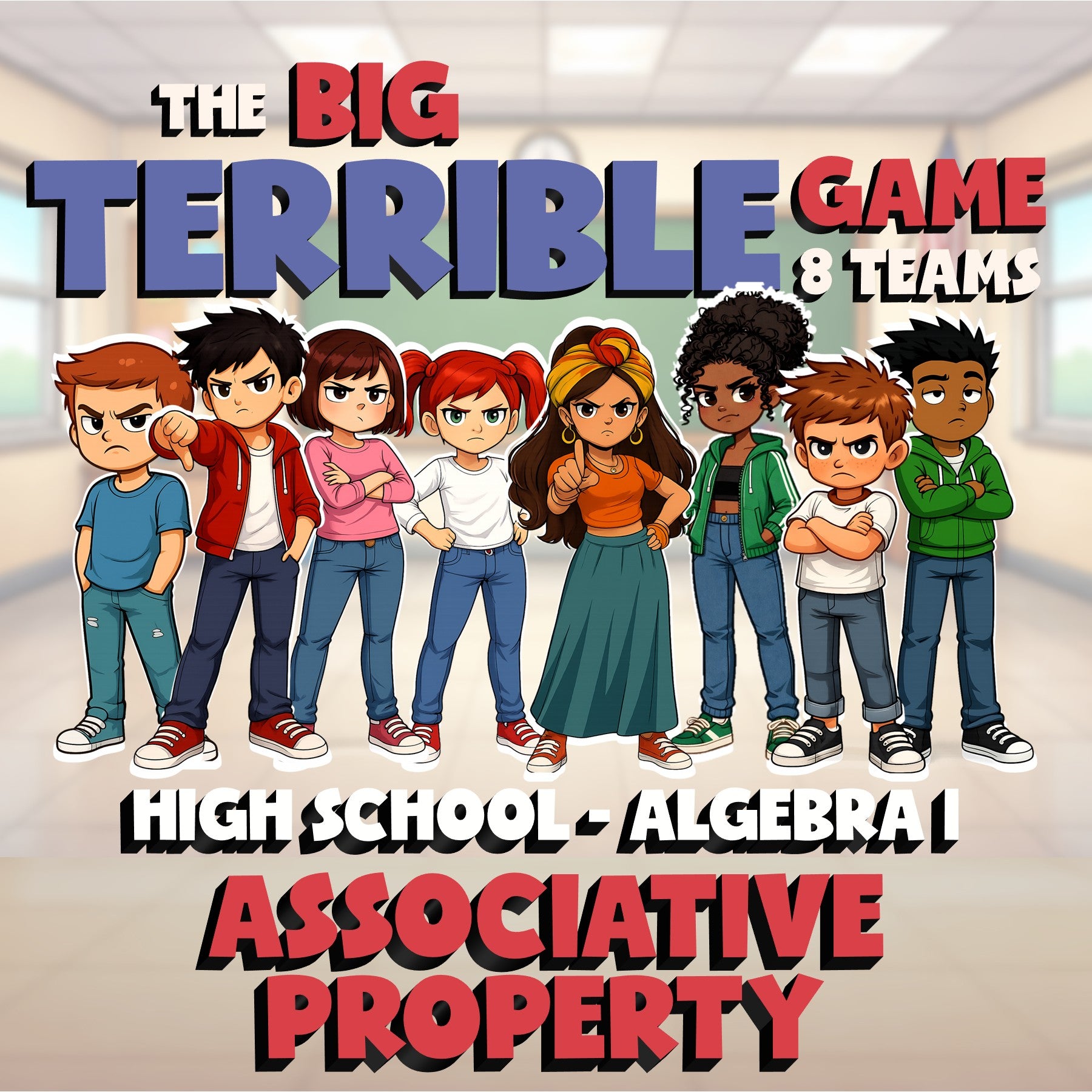 Associative Property BIG TERRIBLE GAME - No Prep Algebra 1 Math Review Activity