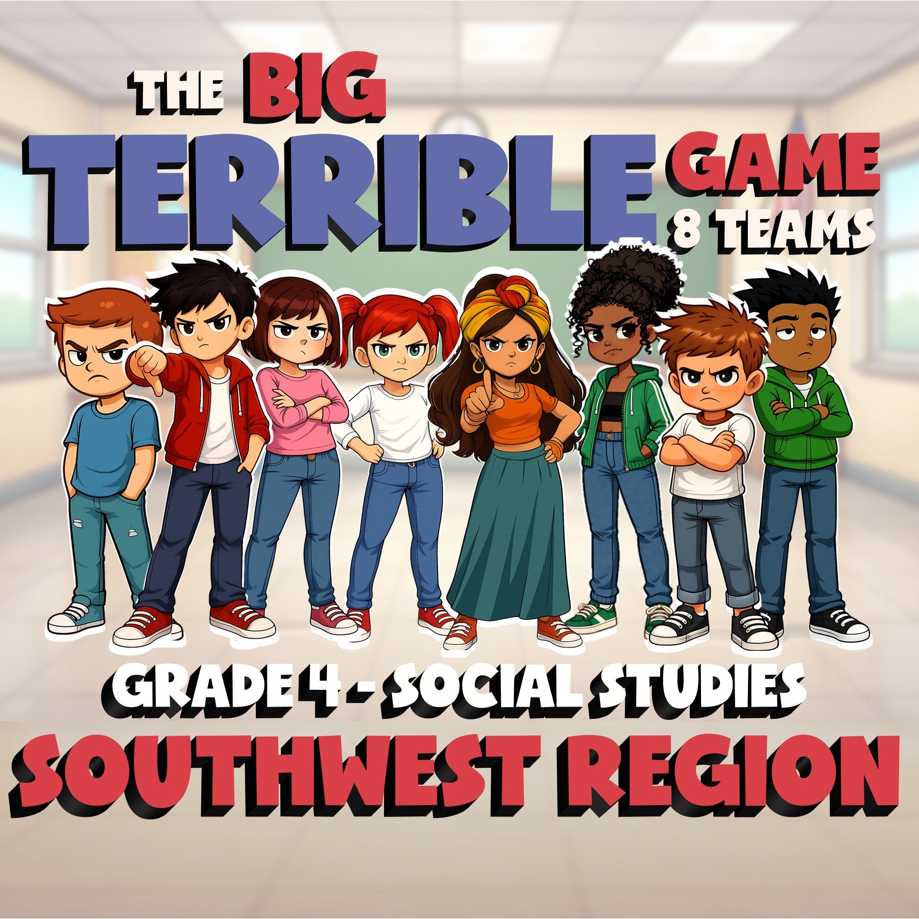 Southwest Region BIG TERRIBLE GAME - No Prep Grade 4 Socials Review Activity