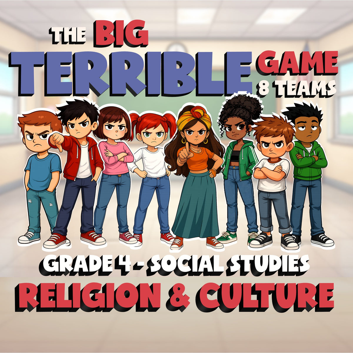 Religion & Culture BIG TERRIBLE GAME - No Prep Grade 4 Socials Review Activity
