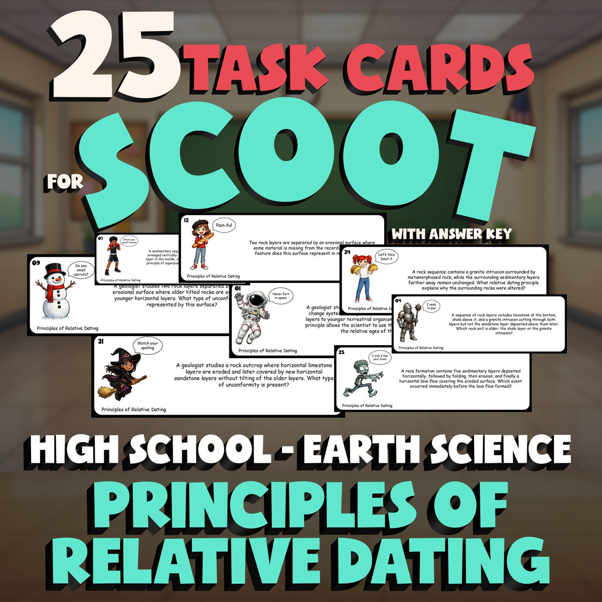 Principles of Relative Dating SCOOT TASK CARDS Game - No Prep Earth Science