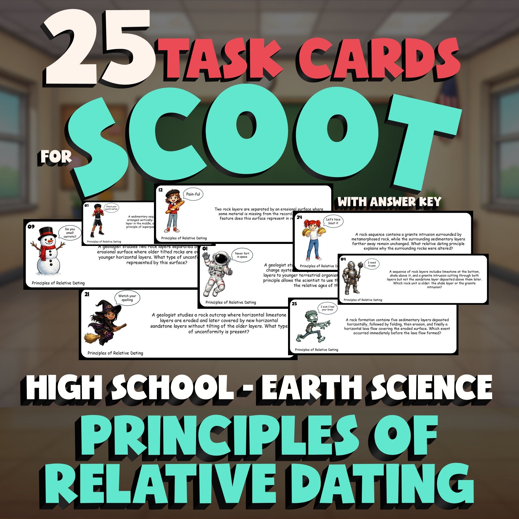 Principles of Relative Dating SCOOT TASK CARDS Game - No Prep Earth Science