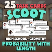 Probability with Length SCOOT TASK CARDS Math Game - No Prep Geometry Review