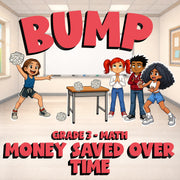 Money Saved Over Time BUMP Math Game - No Prep Grade 3 Review Activity