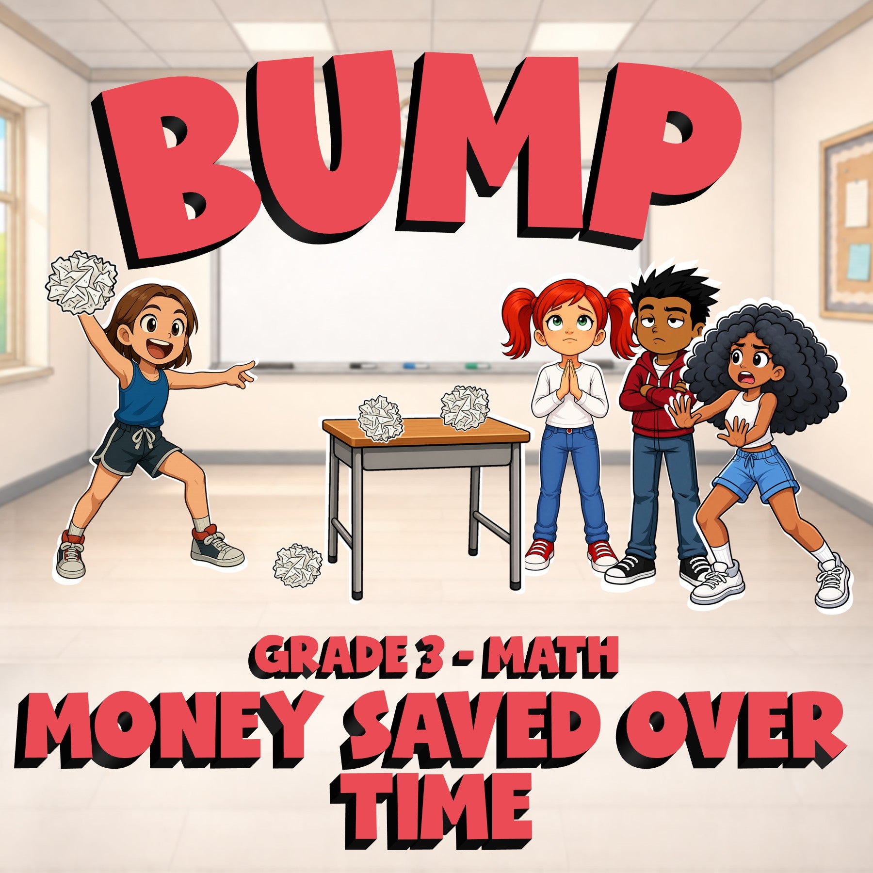 Money Saved Over Time BUMP Math Game - No Prep Grade 3 Review Activity