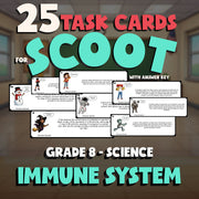 Immune System SCOOT TASK CARDS Science Game - No Prep Grade 8 Review Activity