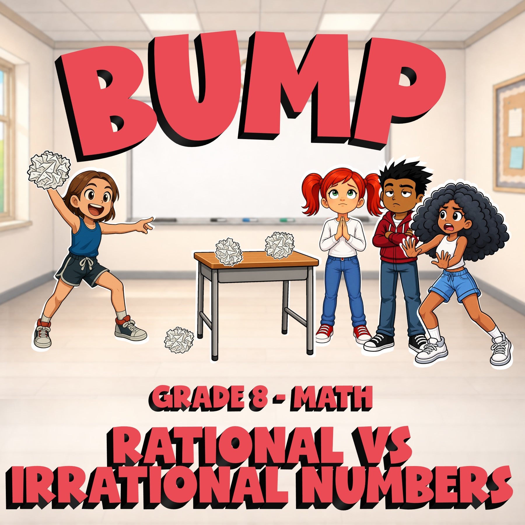 Rational vs Irrational Numbers BUMP Math Game - No Prep Grade 8 Review Activity