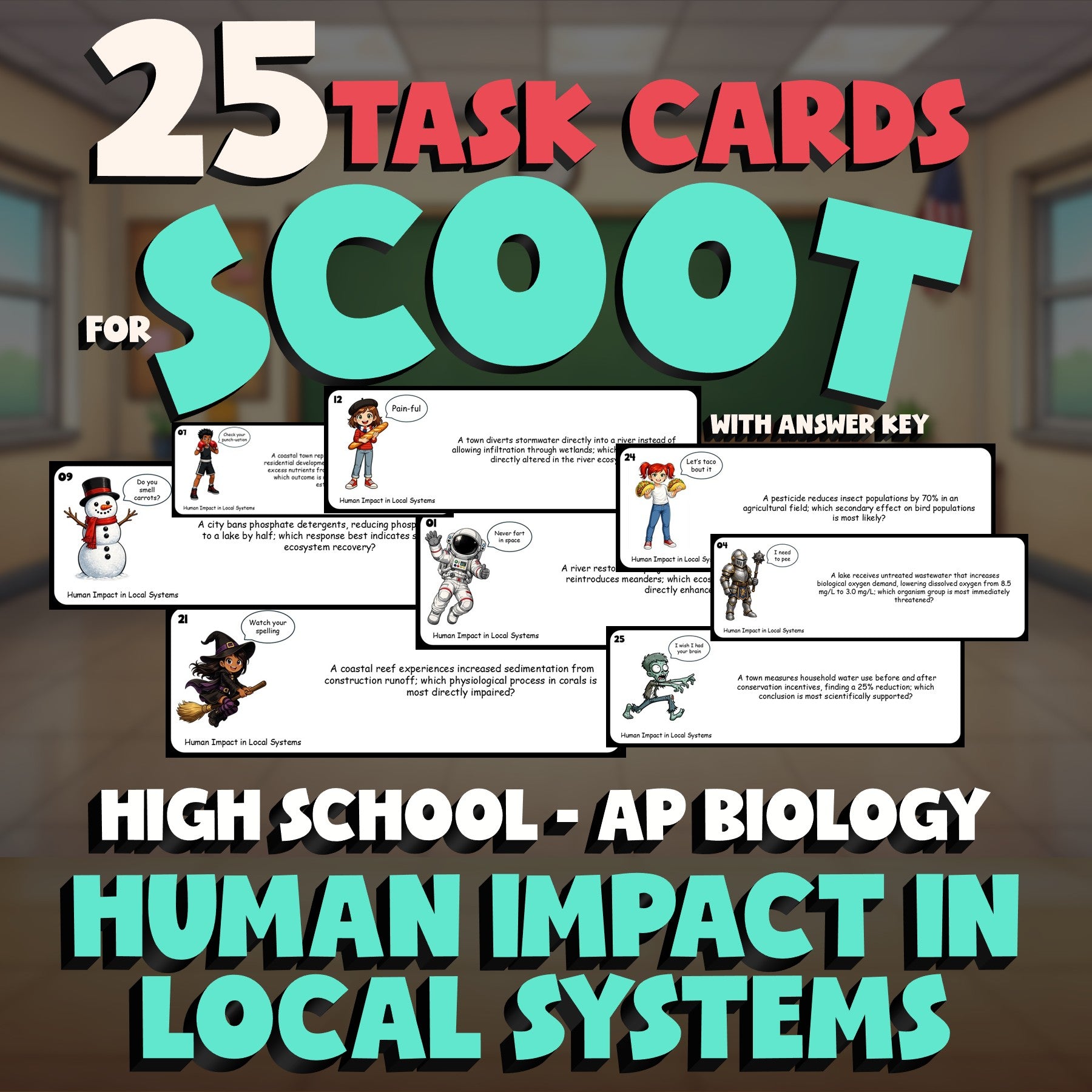 Human Impact in Local Systems SCOOT TASK CARDS Science Game - No Prep AP Biology