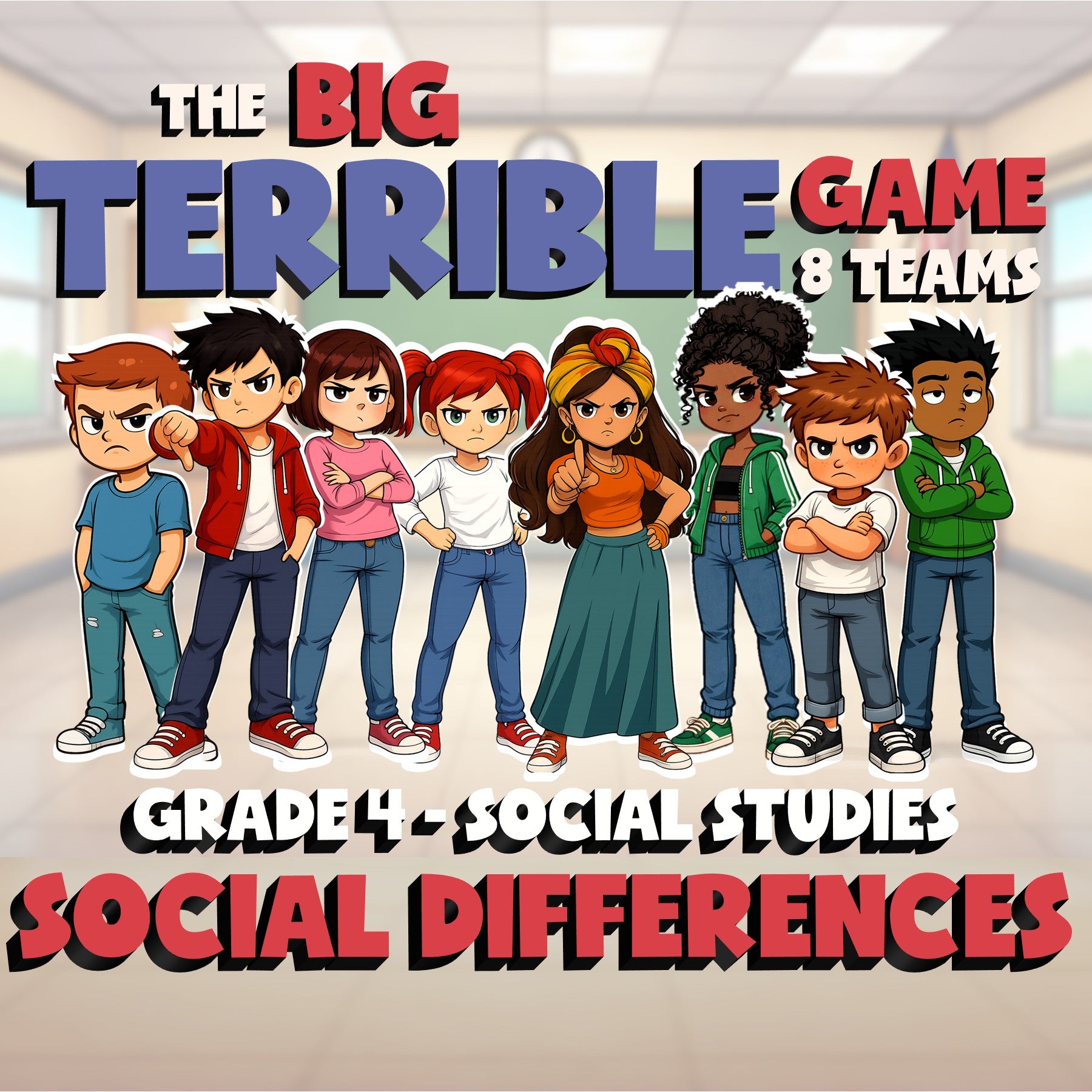 Social Differences BIG TERRIBLE GAME - No Prep Grade 4 Socials Review Activity