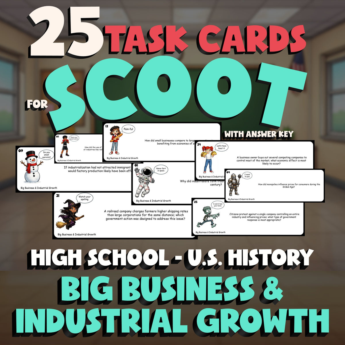 Big Business & Industrial Growth SCOOT TASK CARDS U.S. History Game - No Prep