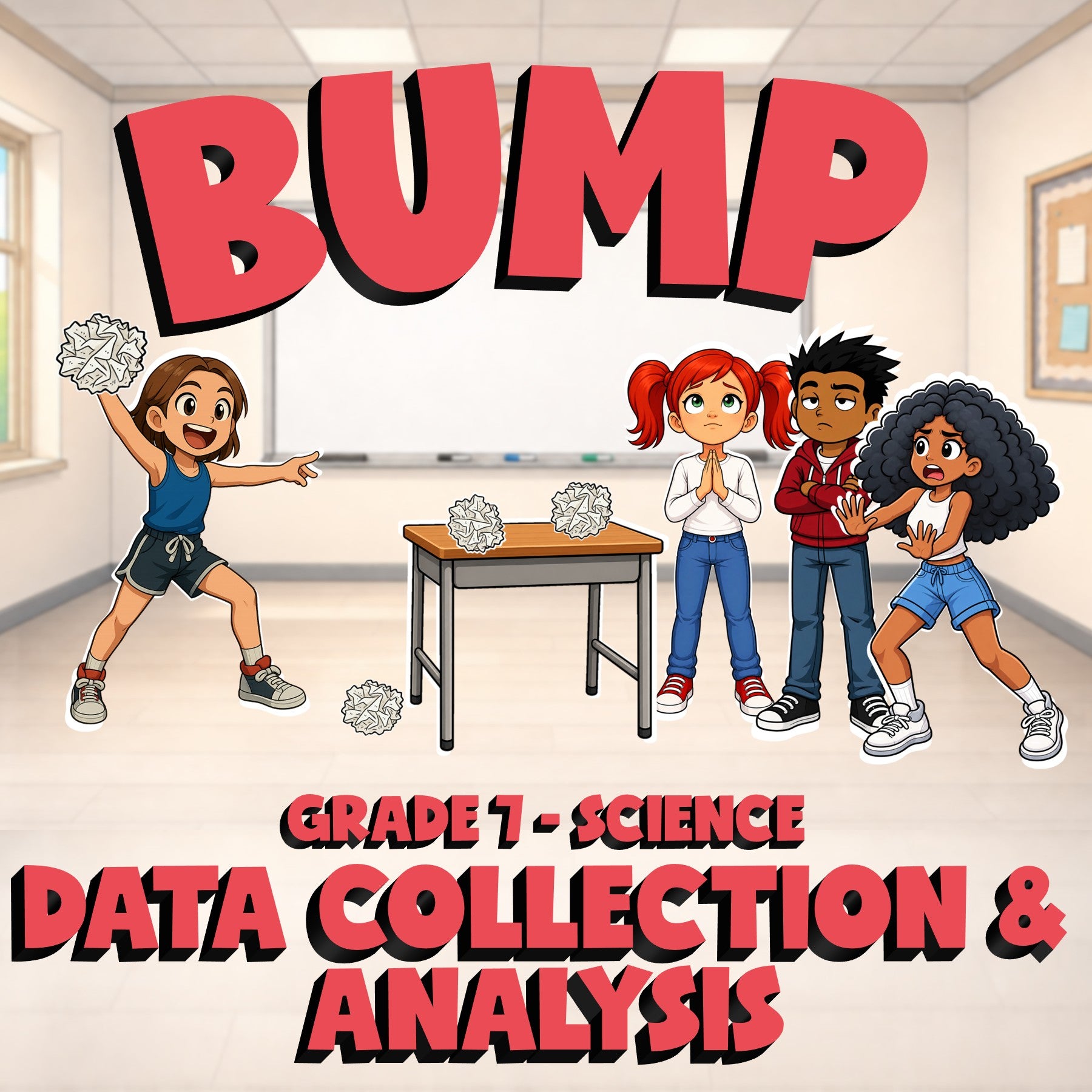 Data Collection & Analysis BUMP Science Game - No Prep Grade 7 Review Activity