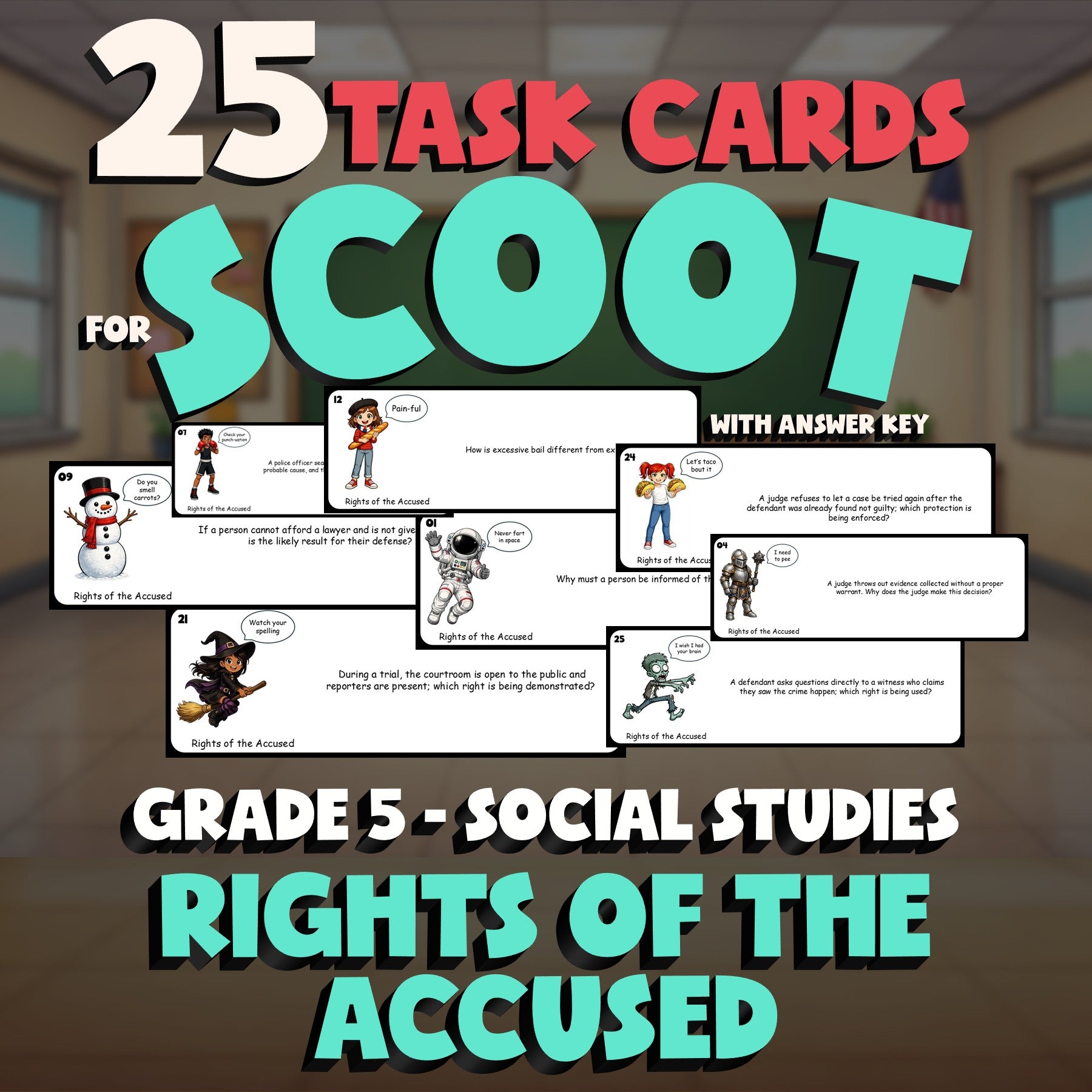 Rights of the Accused SCOOT TASK CARDS Socials Game - No Prep Grade 5 Review