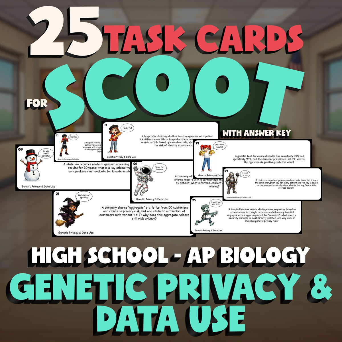 Genetic Privacy & Data Use SCOOT TASK CARDS Science Game - No Prep AP Biology
