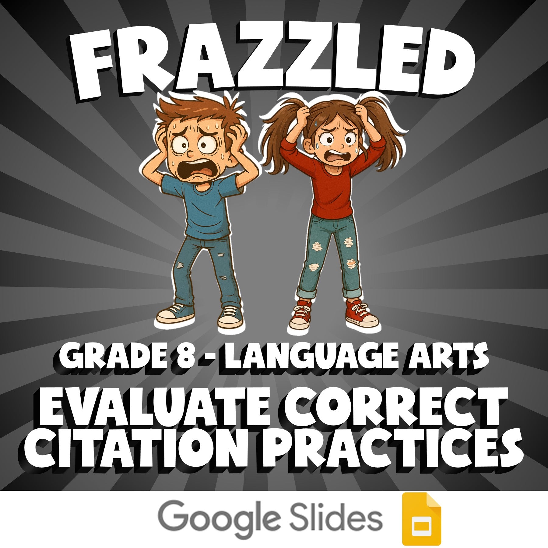 Evaluate Correct Citation Practices FRAZZLED ELA Game - No Prep Grade 8 Review