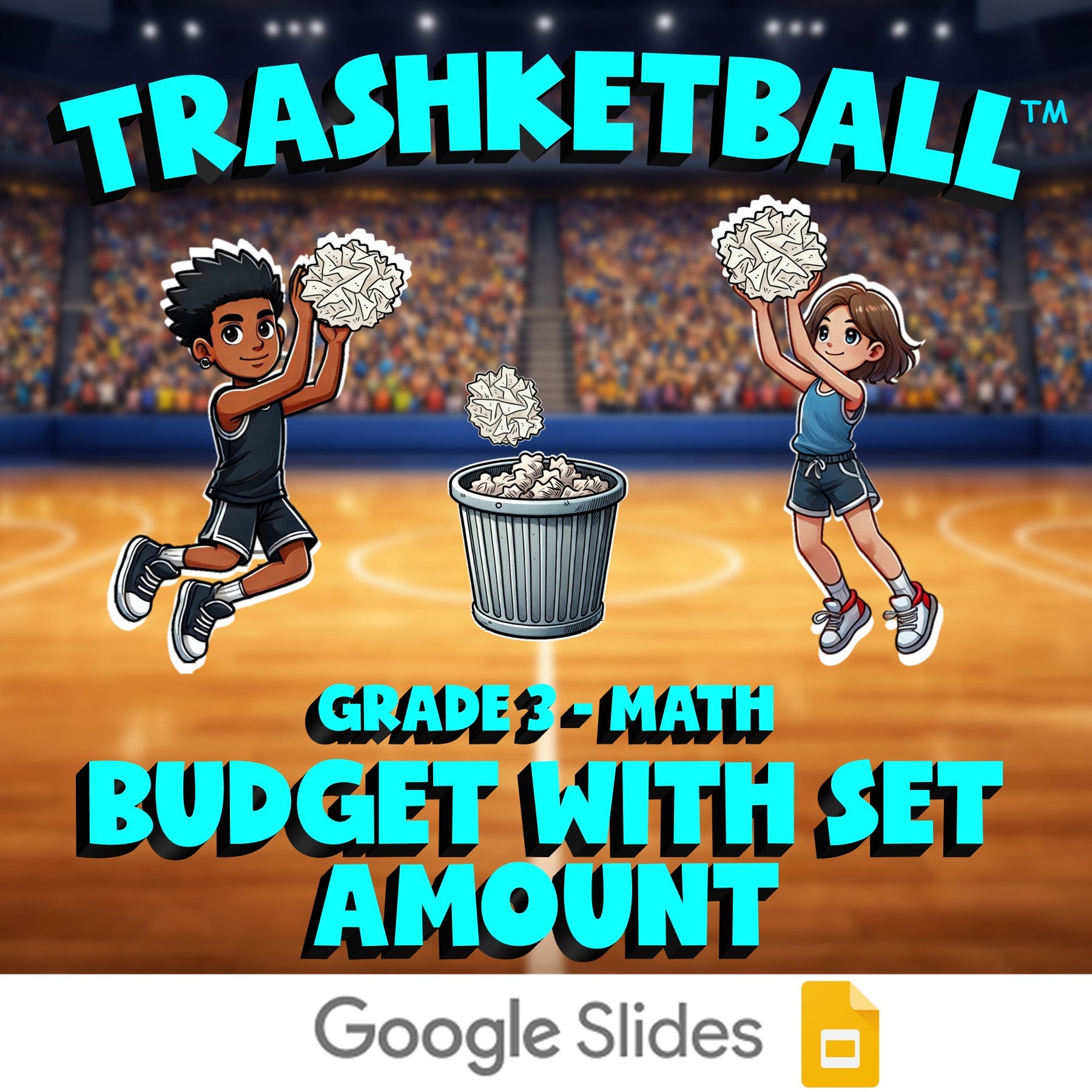 Budget with Set Amount TRASHKETBALL Math Game - No Prep Grade 3 Review Activity