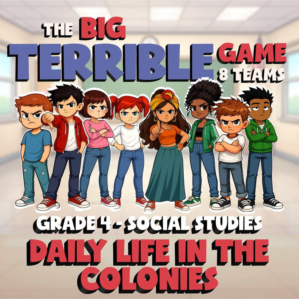 Daily Life in the Colonies BIG TERRIBLE GAME - No Prep Grade 4 Socials Review