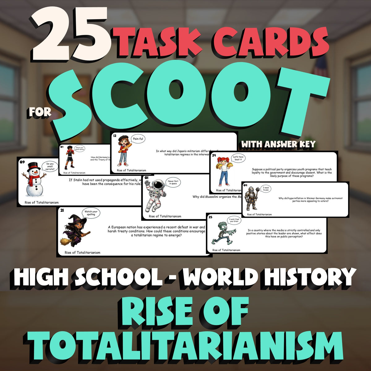 Rise of Totalitarianism SCOOT TASK CARDS Game - No Prep World History Review