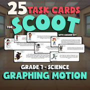 Graphing Motion SCOOT TASK CARDS Science Game - No Prep Grade 7 Review Activity