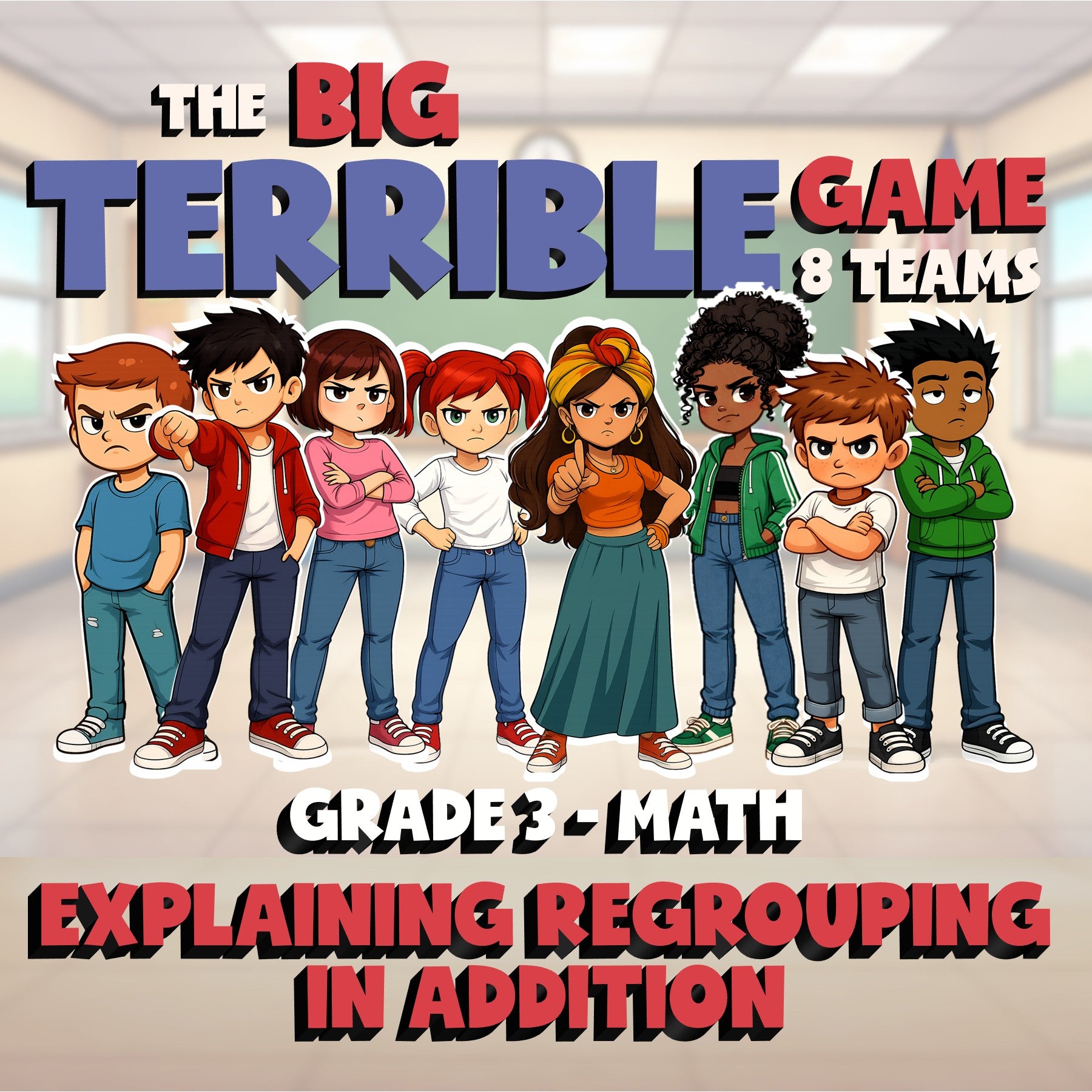 Explaining Regrouping in Addition BIG TERRIBLE GAME - Grade 3 Math Review