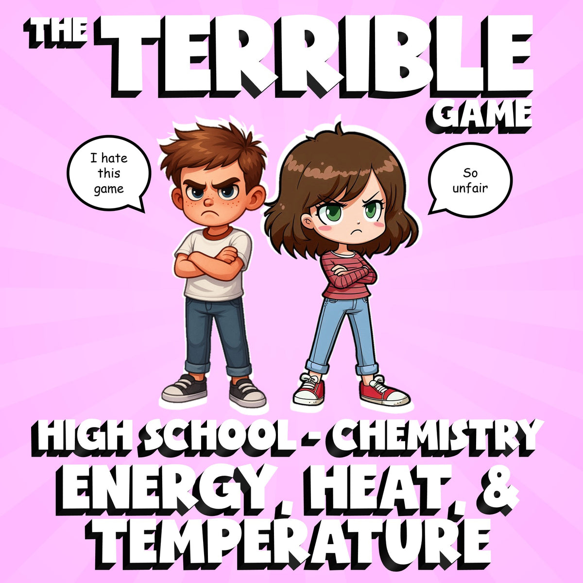 Energy, Heat, & Temperature THE TERRIBLE GAME - No Prep Chemistry Science Review