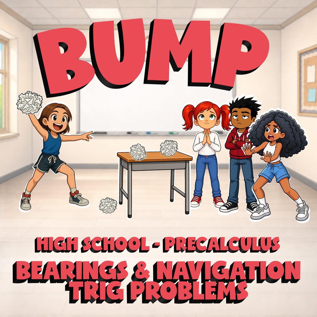 Bearings & Navigation Trig Problems BUMP Math Game - No Prep PreCalculus Review