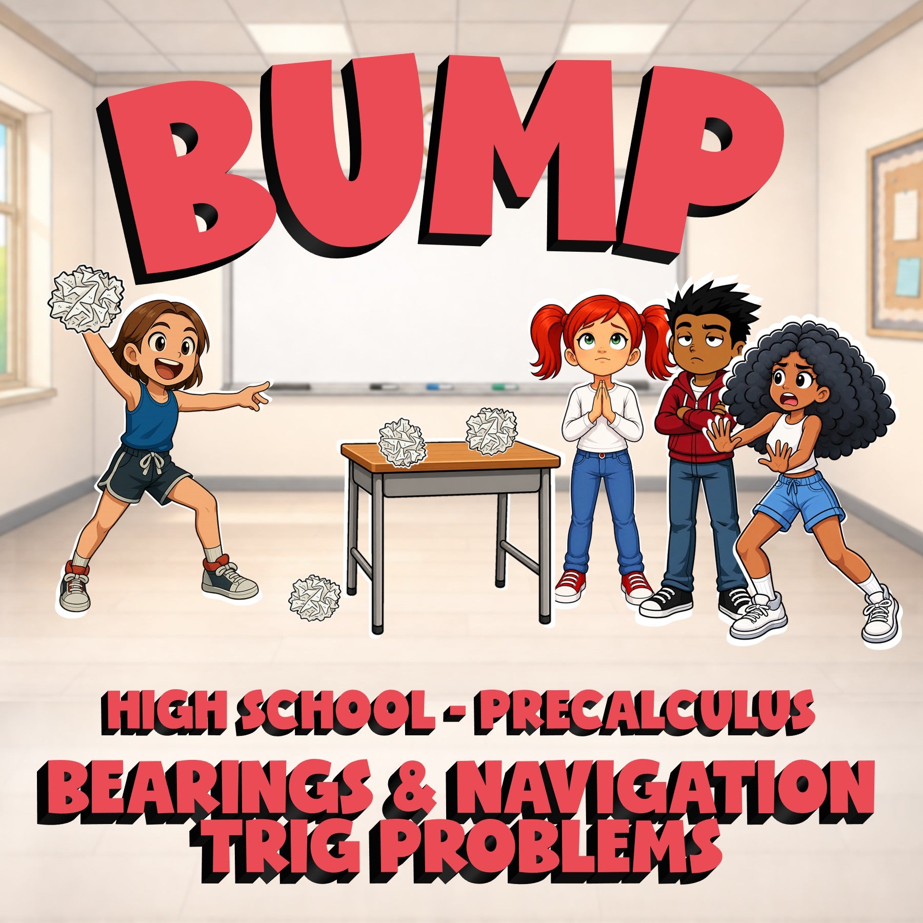 Bearings & Navigation Trig Problems BUMP Math Game - No Prep PreCalculus Review