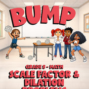 Scale Factor & Dilation Problems BUMP Math Game - No Prep Grade 8 Review