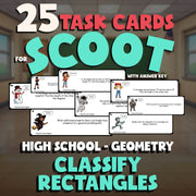 Classify Rectangles SCOOT TASK CARDS Math Game - No Prep Geometry Review