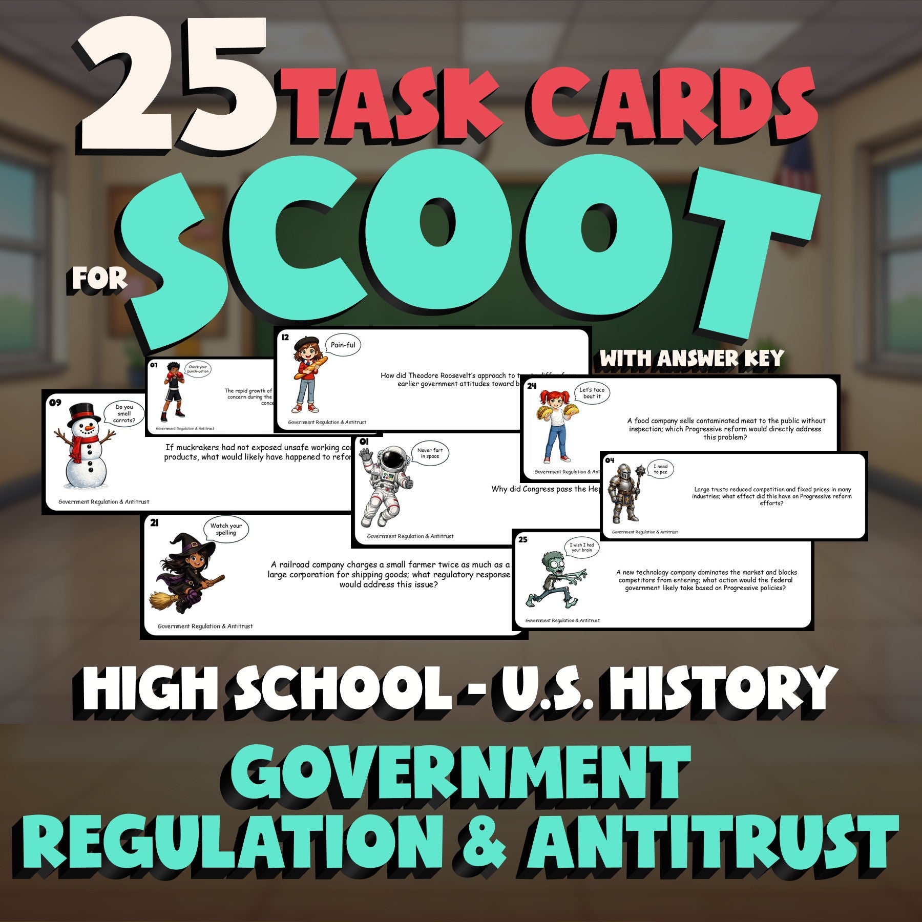 Government Regulation & Antitrust SCOOT TASK CARDS U.S. History Game - No Prep