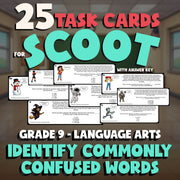 Identify Commonly Confused Words SCOOT TASK CARDS ELA Game - No Prep Grade 9
