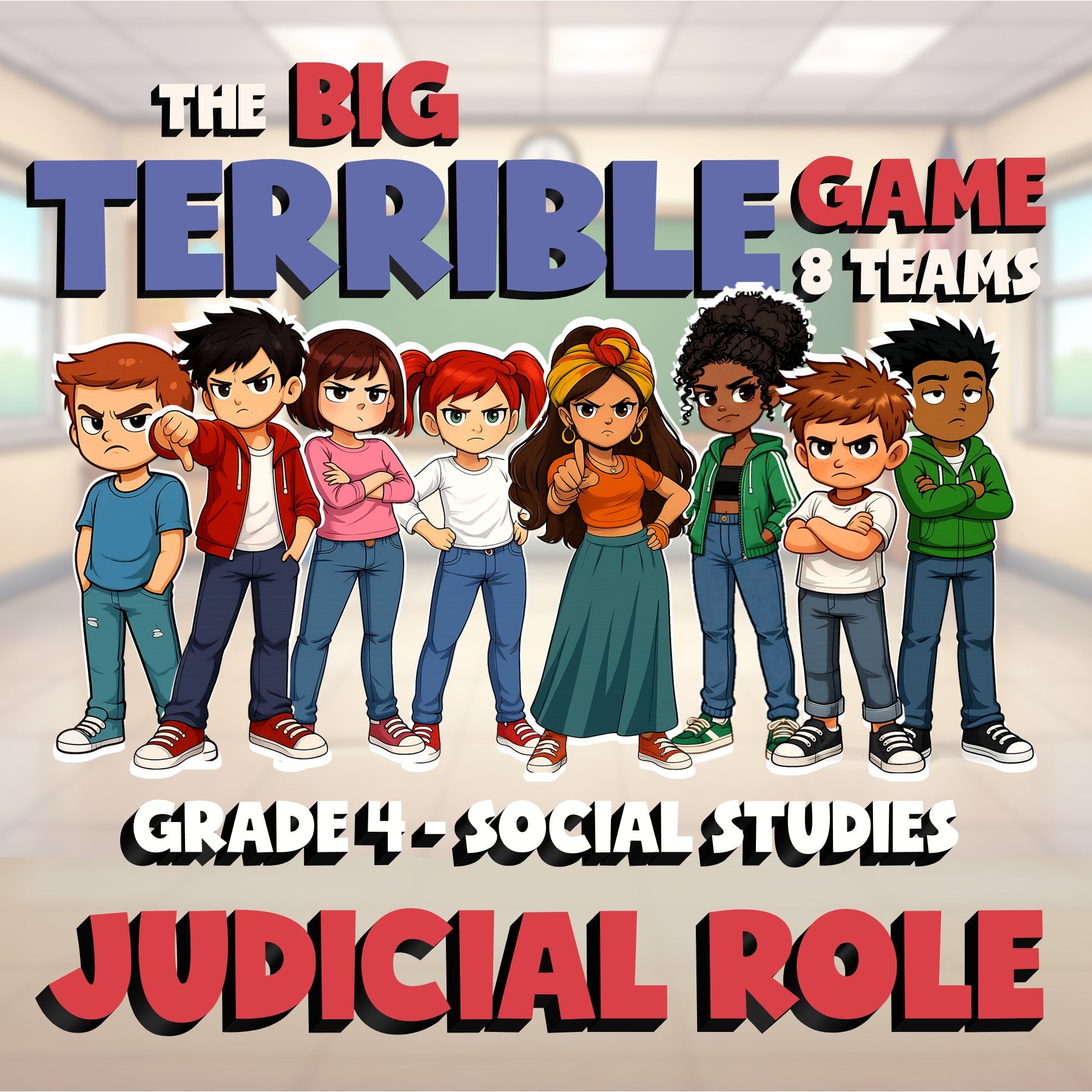 Judicial Role BIG TERRIBLE GAME - No Prep Grade 4 Socials Review Activity