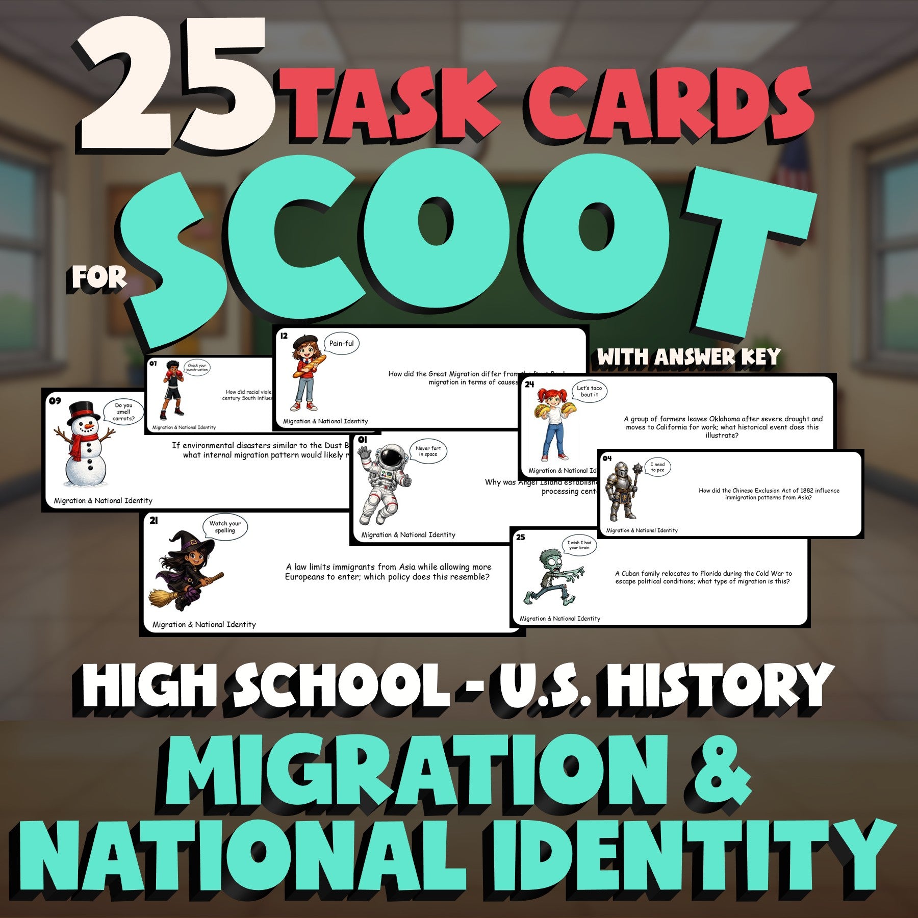 Migration & National Identity SCOOT TASK CARDS U.S. History Game - No Prep