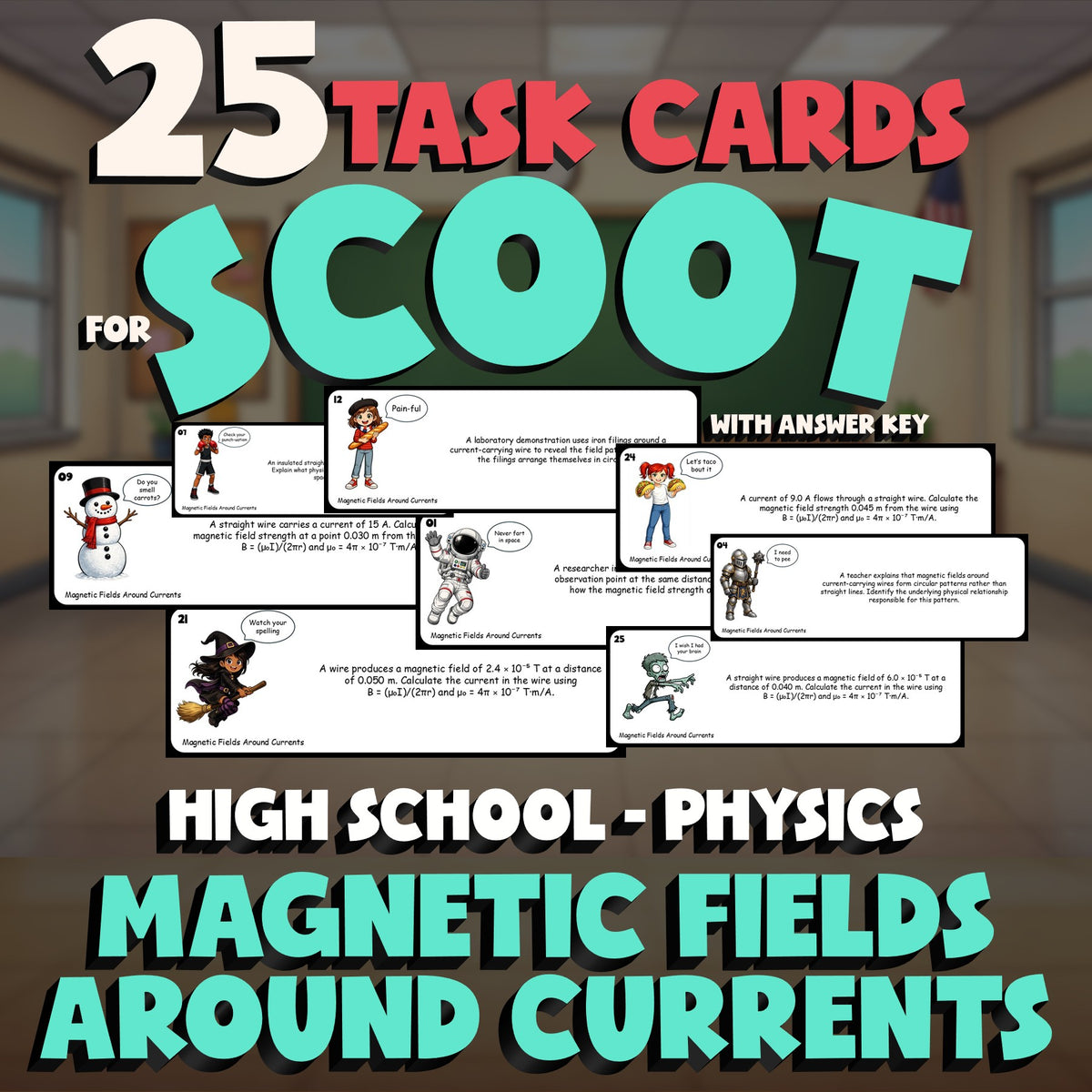 Magnetic Fields Around Currents SCOOT TASK CARDS Science Game - No Prep Physics