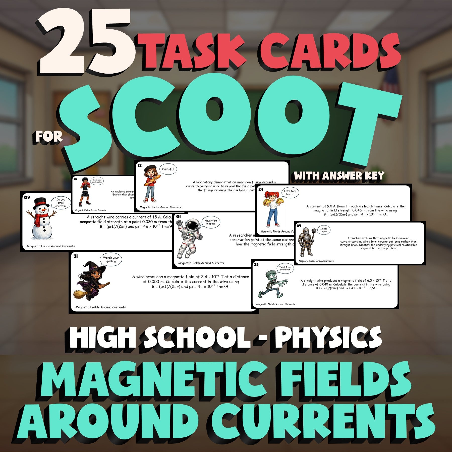 Magnetic Fields Around Currents SCOOT TASK CARDS Science Game - No Prep Physics